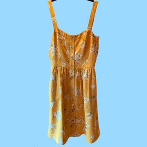 Madewell Yellow Silk Fleur Back-Bow  Dress Sz 0